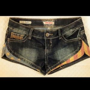 Hot Kiss Low Rise Red White Blue Short Shorts sz 3